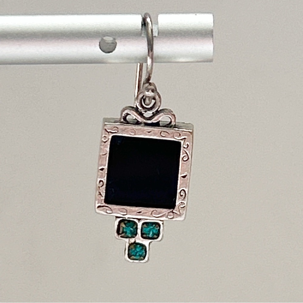 Onyx Apatite Sterling Silver Earrings - Picture 10 of 11